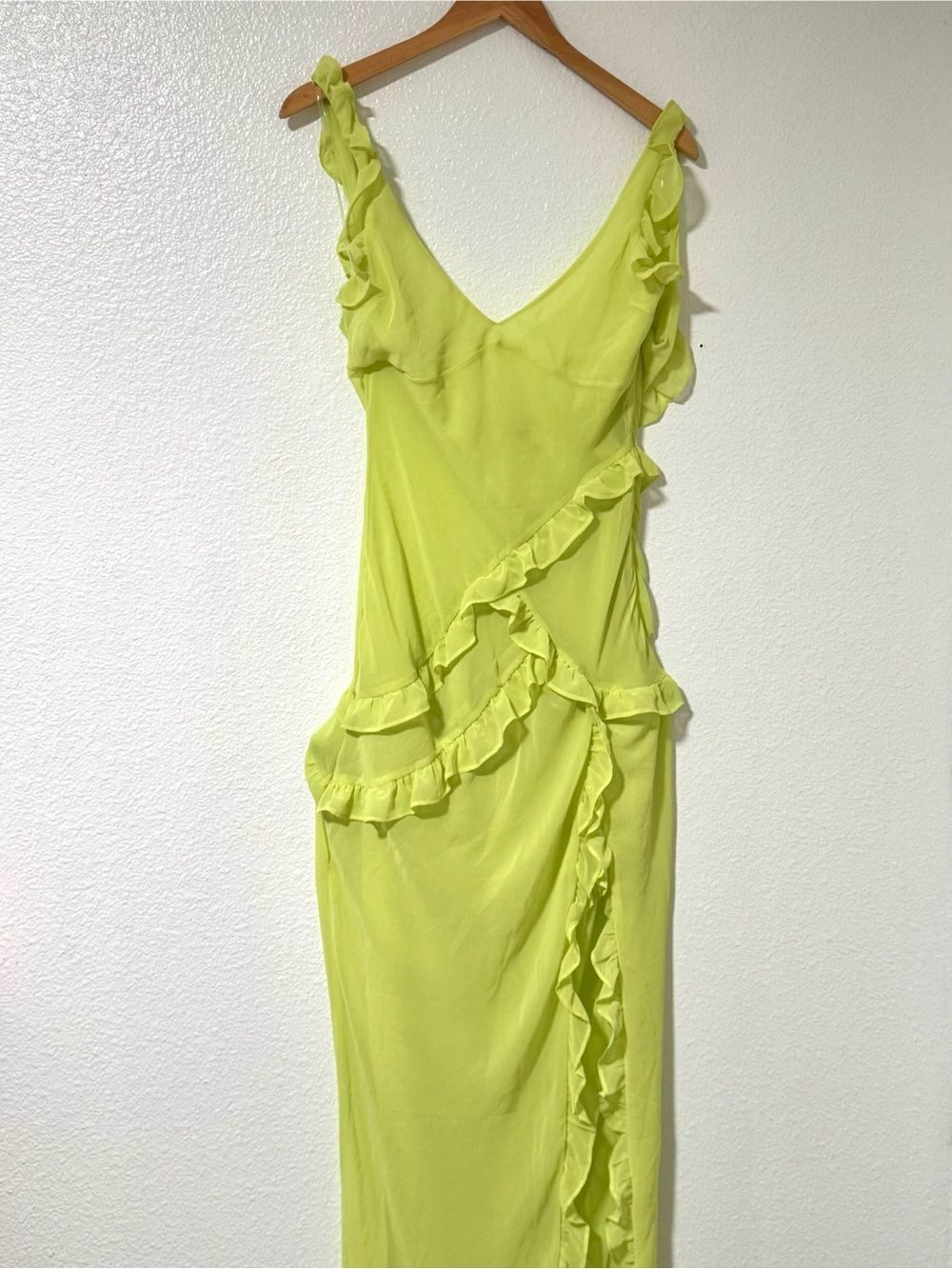 House of CB Neon Lime Ruffle Maxi Dress
